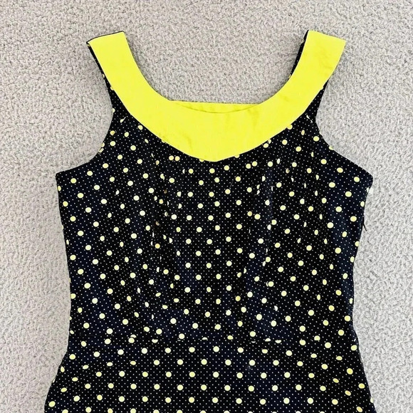 Bettie Page Las Vegas Dress Womens Medium Pin Up Retro Polka Dot Wiggle Pencil - Picture 3 of 16